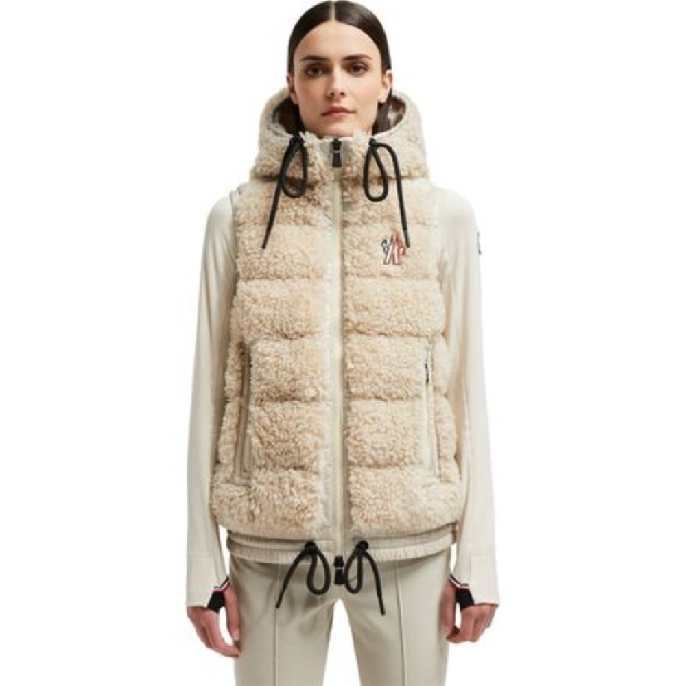 Moncler Cream Hooded Puffer Vest